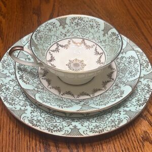 Alka Bavarian Porcelain 3 piece Teacup and Saucer Set with Dessert Plate